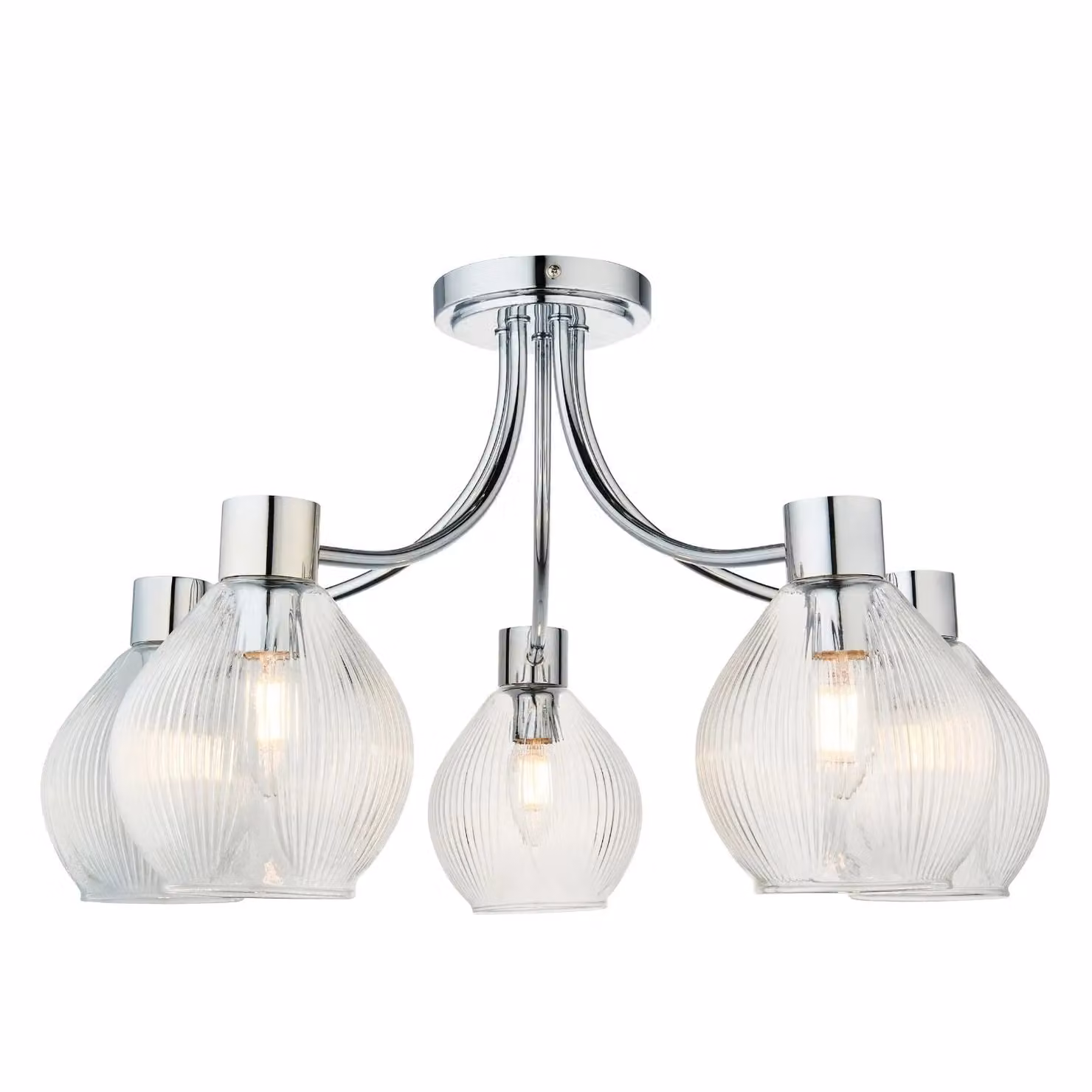 Pagazzi Hamilton 5 Light Semi Flush Ceiling Light in Polished Chrome and Silver, W/D/H: 33.5 x 33.5 x 57 cm – 3