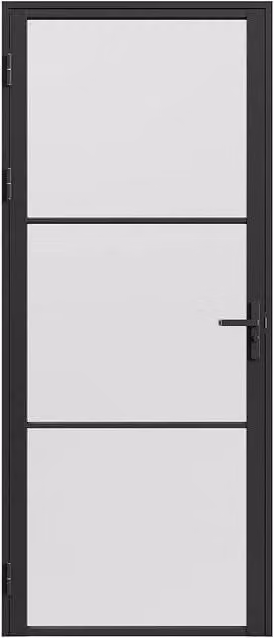 Vente-unique Reversible Modern Black Aluminum and Frosted Tempered Glass Swing Door, H: 204 cm, W: 83 cm – 1
