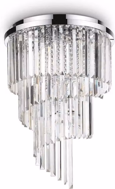 Netlighting Carlton 12 Light Chrome and Grey Crystal Ceiling Chandelier with E14 Sockets