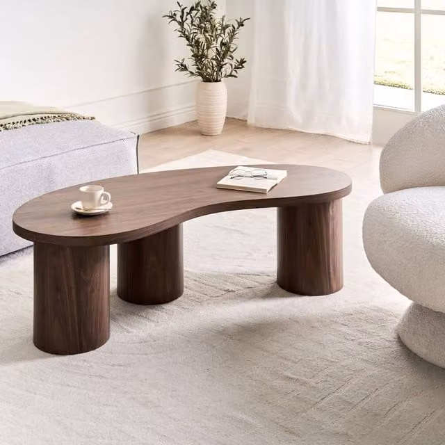 Wyld and Coco Kidney-Shaped Coffee Table in Brown Walnut, W/D/H: 130 x 52 x 40 cm – 1