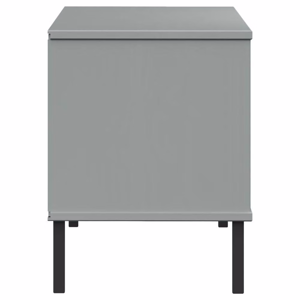 Berkfield Home OSLO Solid Wood Shoe Rack with Metal Legs, Grey, W/D/H: 106 x 35 x 45 cm – 4