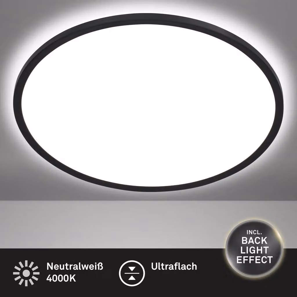 Briloner Leuchten 7155-415 LED Ceiling Light with Backlight Effect, 18W, 2400 Lumen, 4000K Cool White, Round, Diameter: 29.3 cm, Black/White – 2