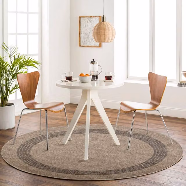 Livabliss Encore-Cottage Round In- & Outdoor Rug in Black, Beige and Brown, Diameter: 160 cm
