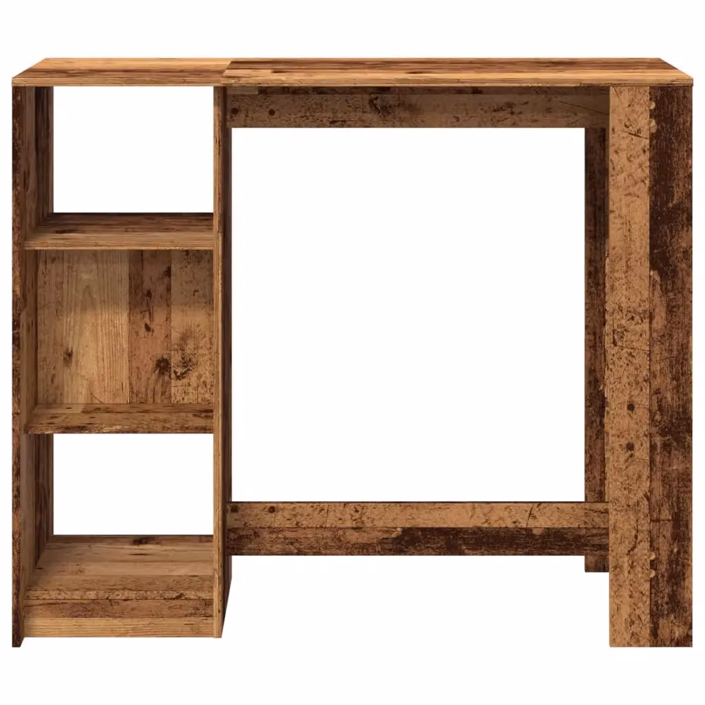 Berkfield Home Bar Table with Shelf in Old Wood Brown, W/D/H: 124 x 46 x 103.5 cm – 4