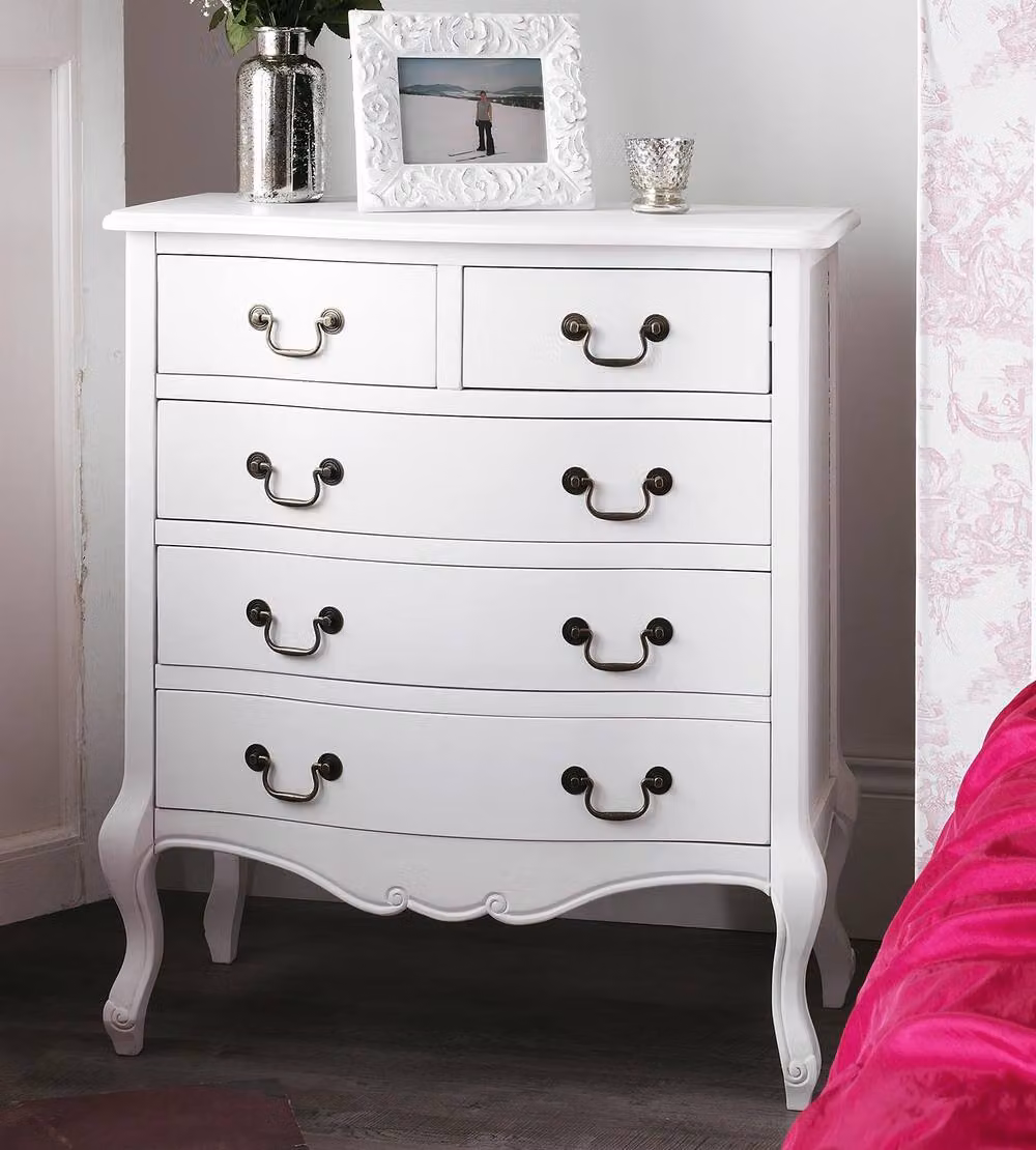 Statement Furniture Juliette Vintage Chic 2 Over 3 Chest of Drawers in White – 2