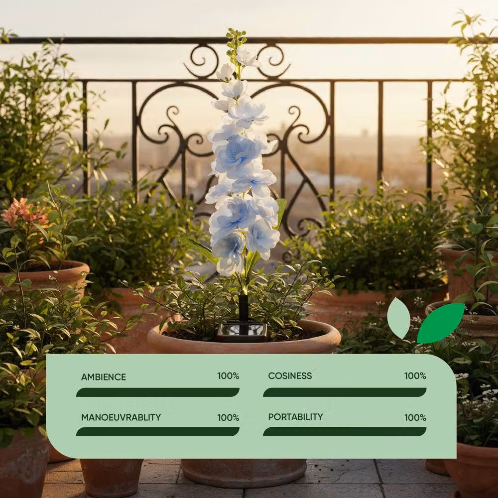 Gardenwize Solar Blue Delphinium Stake Light with 20 LED Warm White Multicolour Lights for Garden Decoration – 3