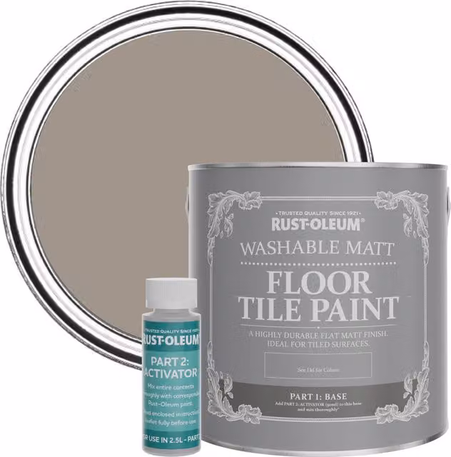 Rust-Oleum Washable Matt Floor Tile Paint in Whipped Truffle Brown, 2.5 l