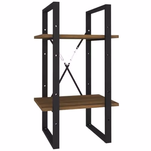 vidaXL 2-Tier Industrial Book Cabinet in Brown, W/D/H: 40 x 30 x 70 cm