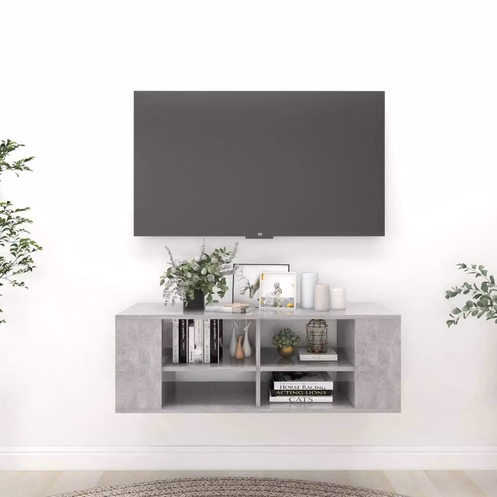 Berkfield Home Wall-Mounted TV Cabinet in Concrete Grey, W/D/H: 102 x 35 x 35 cm – 2