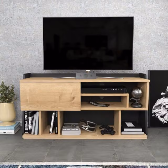 Raca Modern TV Unit in Oak and Black