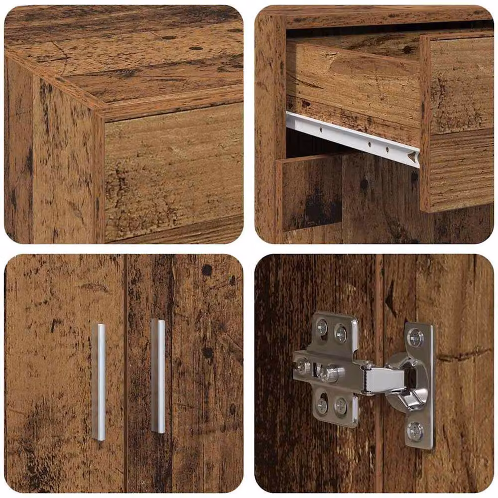 Berkfield Home Rustic Oak Wood Storage Cabinet in Brown, W/D/H: 80 x 42.5 x 93.5 cm – 5