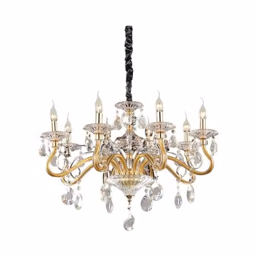Ideal Lux Negresco Netlighting Suspended Chandelier in Gold and Transparent Glass with 8 E14 Bulbs – 1