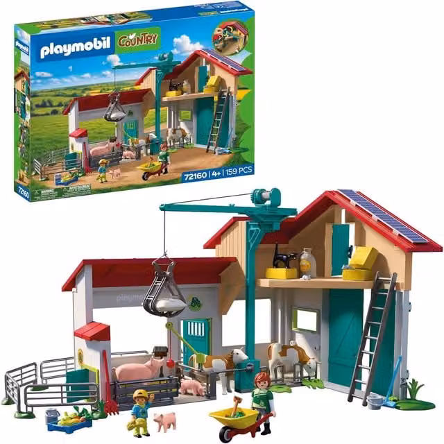 Playmobil Large Farm Toy Set in Red and Multicolour