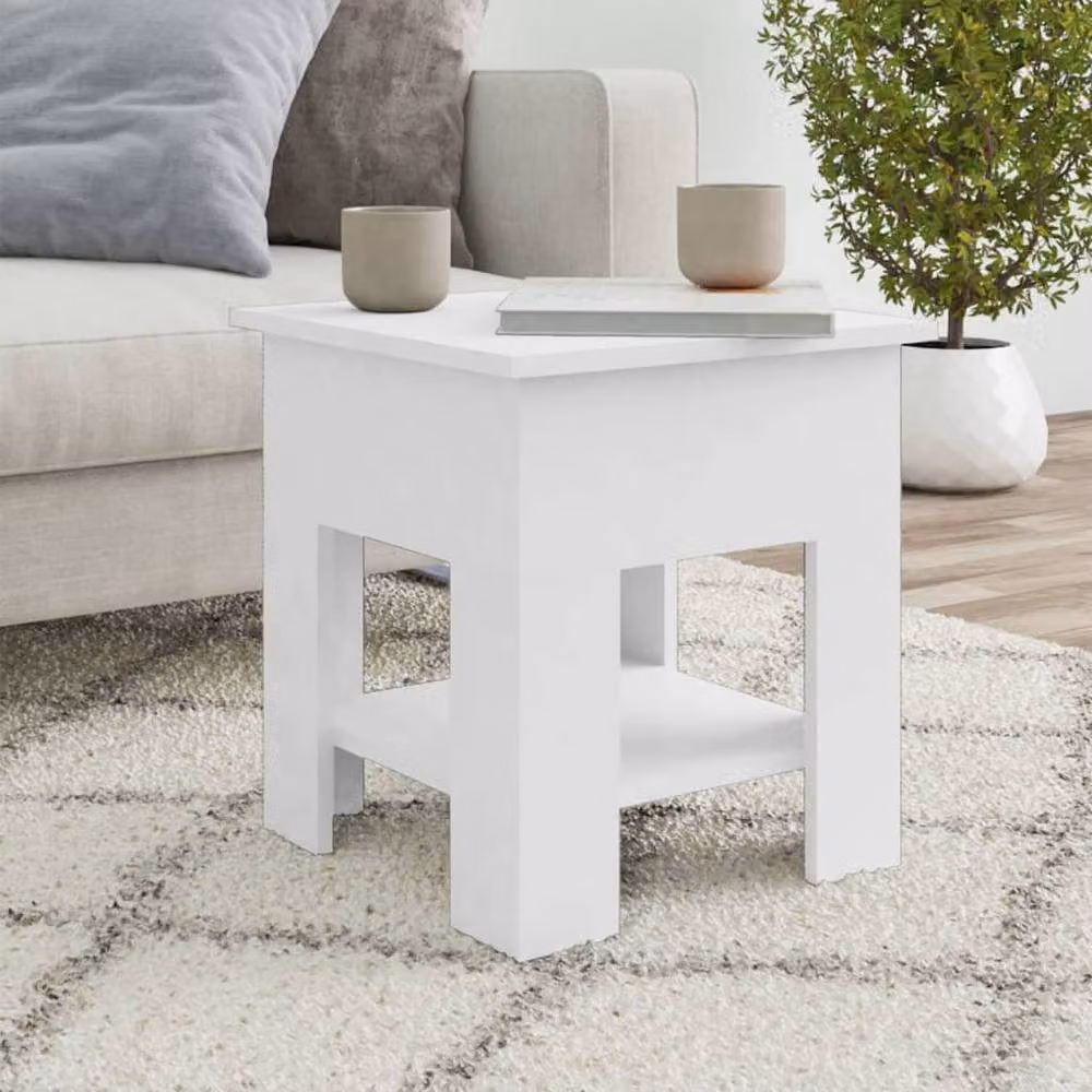 Berkfield Home Modern White Square Coffee Table, W/D/H: 40 x 40 x 42 cm – 2