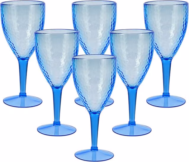 Bayside Blue Acrylic Wine Glass, Pack of 6, 350ml