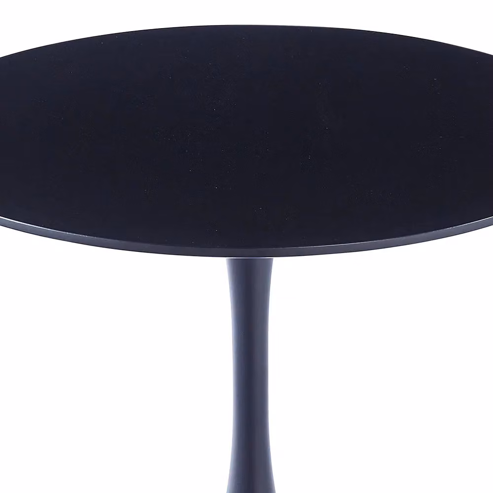 Living and Home Modern Round Dining Table with MDF Top and Metal Base in Black, H 73 cm x W 90 cm – 3