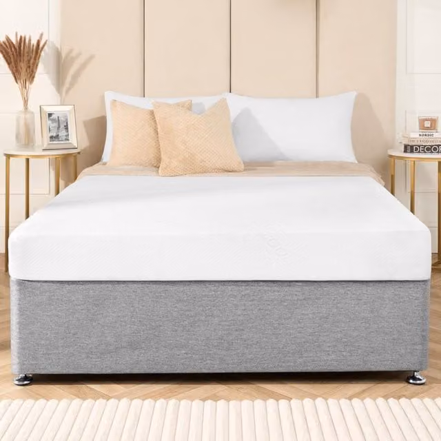 OHS White Memory Foam Mattress with Temperature Regulation and Knit Fabric, W/D/H: 180 x 200 x 15.24 cm