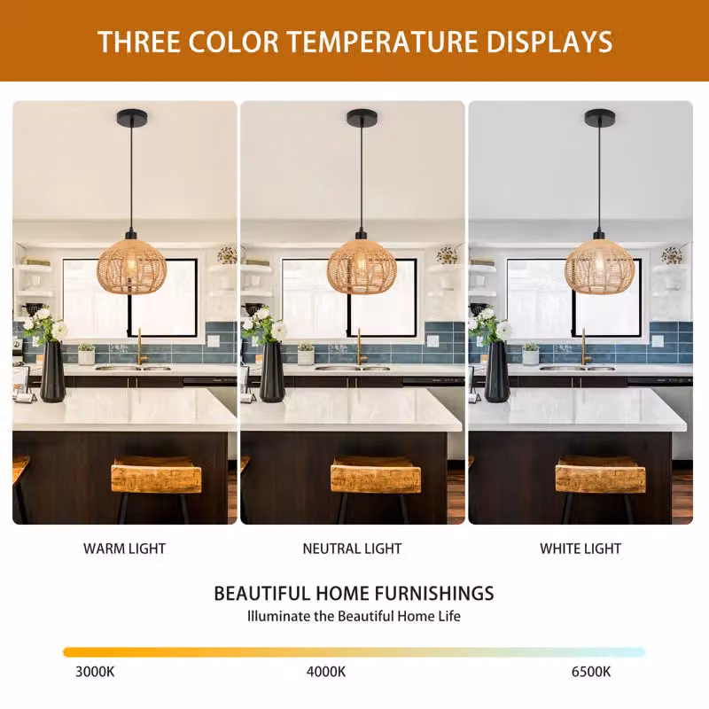 Garwarm Single Globe Rattan Pendant Light in Bronze with Adjustable Height and Dimmable Functionality – 4