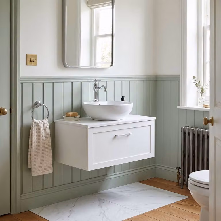 Balterley Stonnall 1 Drawer Vanity Unit with Laminate Top in Matt White, 800mm