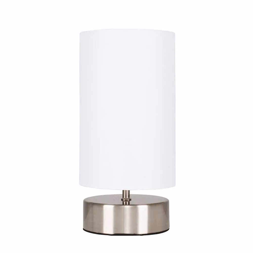 ValueLights Francis Pair of Dimmable Brushed Chrome Touch Table Lamps with White Fabric Shades – 4