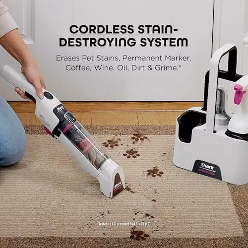 Shark StainForce Cordless Spot Cleaner, Lightweight and Portable Rechargeable White Spot and Stain Cleaner for Car Use – 3