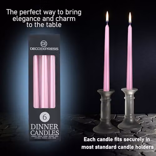 Deco Express Set of 6 Classic Taper Candles in Gold/Brass – 3
