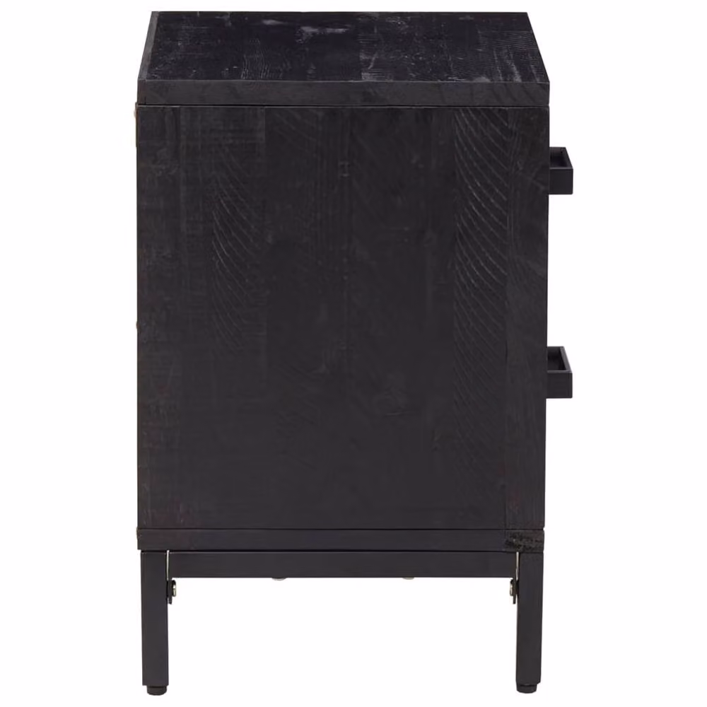 Berkfield Home Decorative Black Solid Pinewood Bedside Cabinet W/D/H: 36 x 30 x 45 cm – 3