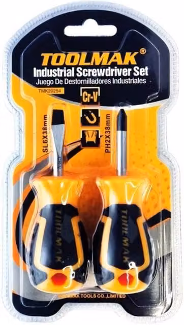 Toolmak Phillips Head Screwdriver Set, 2 Pack, Orange and Black