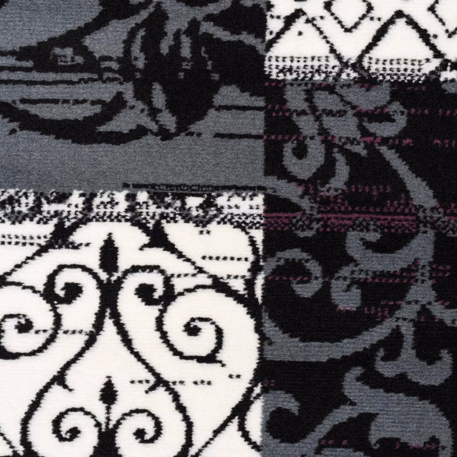 Kukoon Traditional Patchwork Living Area Rug in Purple, Black and Grey, W: 280 cm, D: 365 cm – 4