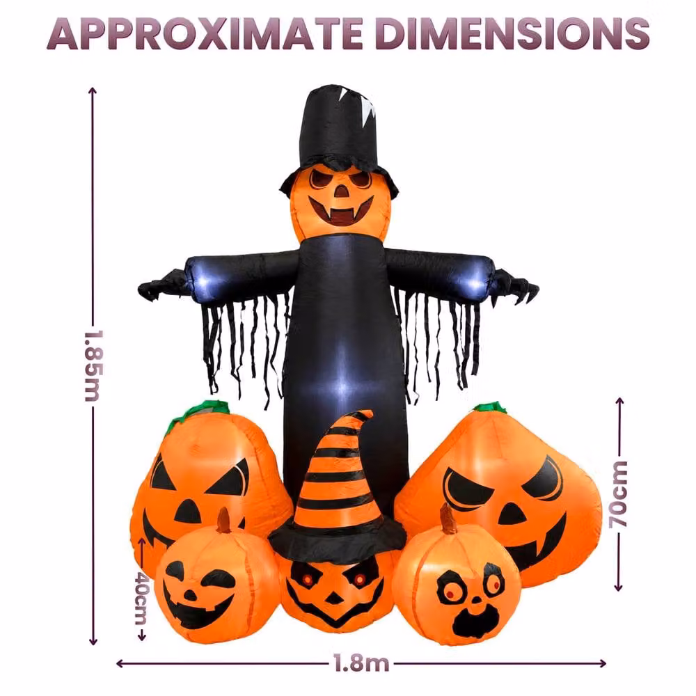 Marco Paul 6ft Inflatable Pumpkin Family LED Halloween Garden Decoration in Orange – 2