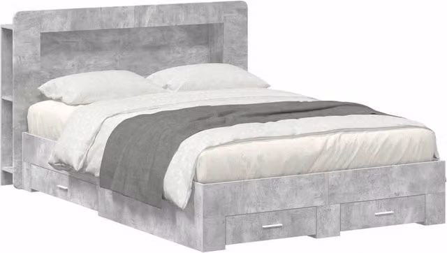 Berkfield Home Modern Bed Frame with Storage Drawers in Grey, W/D/H: 160 x 200 cm