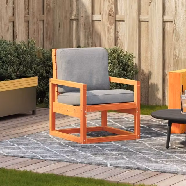 Berkfield Home Beautiful Garden Chair in Wax Brown Solid Pine Wood W/D/H: 57.5 x 63 x 76 cm – 1