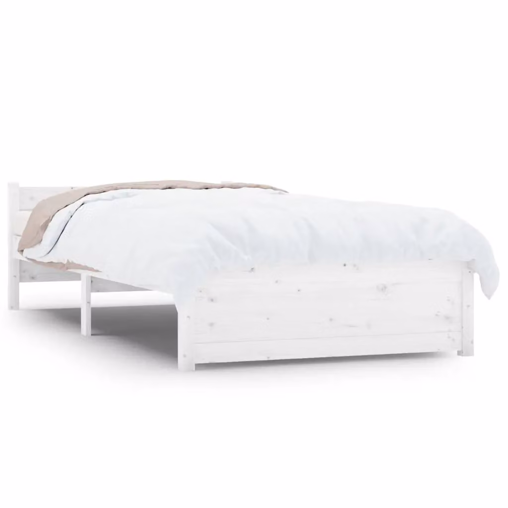 Berkfield Home Single Bed Frame in White Solid Pine Wood, W/D/H: 90 x 190 cm – 2
