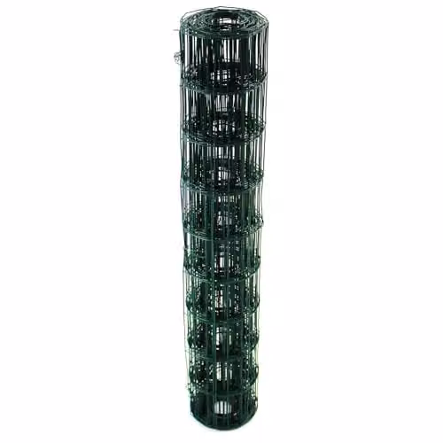 Actiasgear Green PVC Coated Galvanised Steel Garden Wire Fence Roll, H: 120 cm, Mesh: 100 mm x 75 mm, Wire Thickness: 2 mm – 6