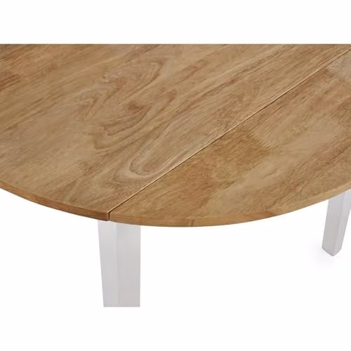Julian Bowen Linwood Round Drop Leaf Dining Table in White and Natural Wood, W/D/H: 90 x 55 x 75.5 cm – 3