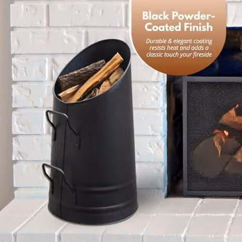 Garden Mile Black Heavy Duty Coal Buckets for Fireplaces, W/D/H: 16.0 x 33.0 x 16.0 cm – 6