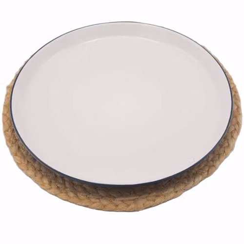 KDMD Natural Jute Round Place Mat with Brown Mandala Print, Diameter: 30 cm – 1