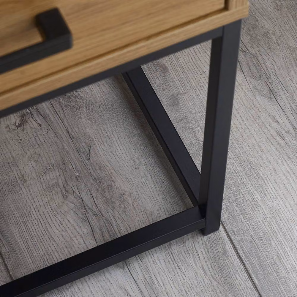Cheshire Premium Ashford Light Oak Effect 1 Drawer Bedside Table in Brown, Black and Multicolour – 6