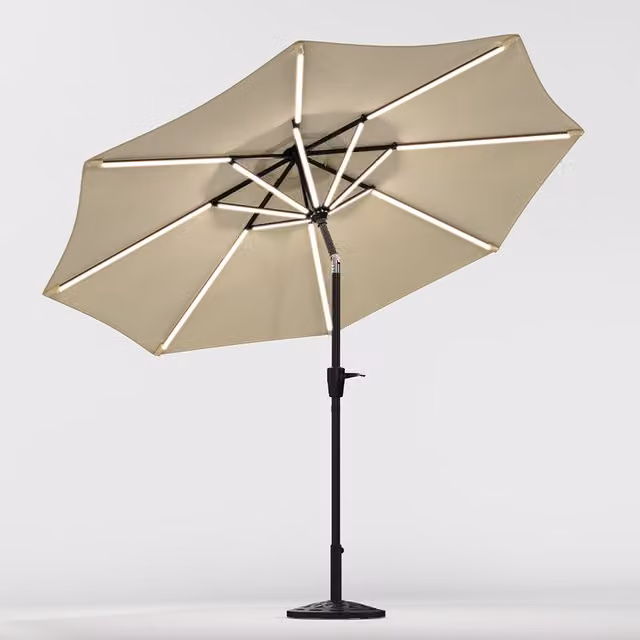 Lifeideas Solar LED Tubes Parasol with Base Style B in Beige