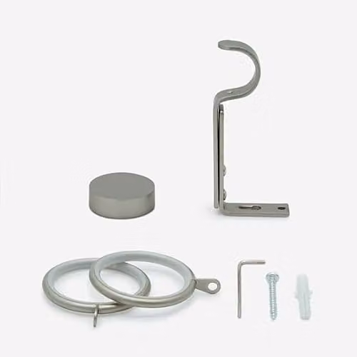 New Edge Blinds Brushed Steel 28mm Metal Curtain Pole in Silver, Length: 160 cm – 2