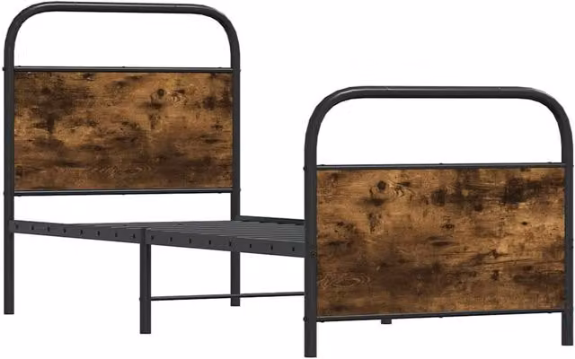 Berkfield Home Elegant Bed Frame in Smoked Oak Brown, W/D/H: 80 x 200 cm