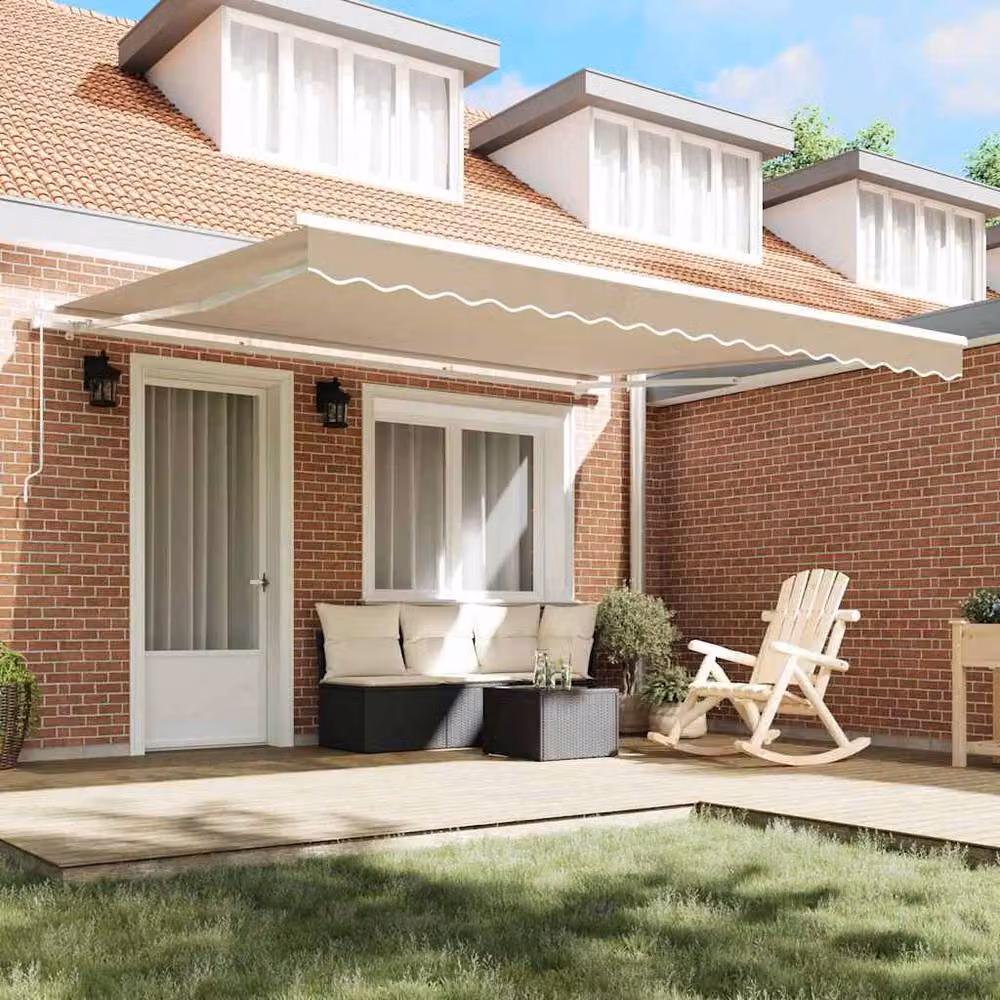 Berkfield Home Manual Retractable Awning in Beige, W: 400 cm, D: 300 cm – 3