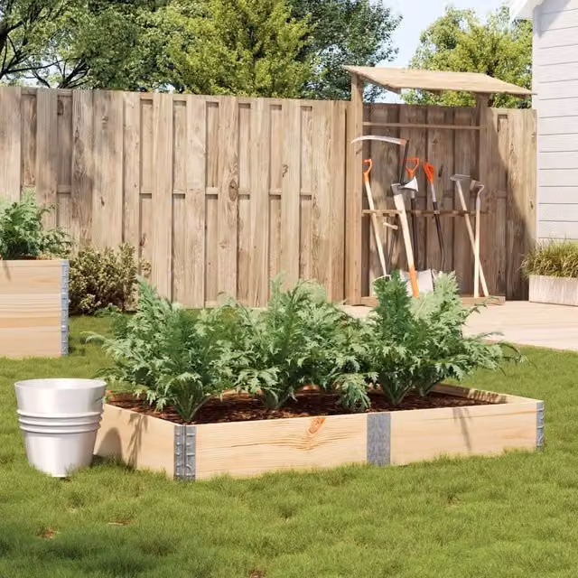 Berkfield Home Garden Brown Wooden Raised Bed Planter with Galvanised Steel – 1