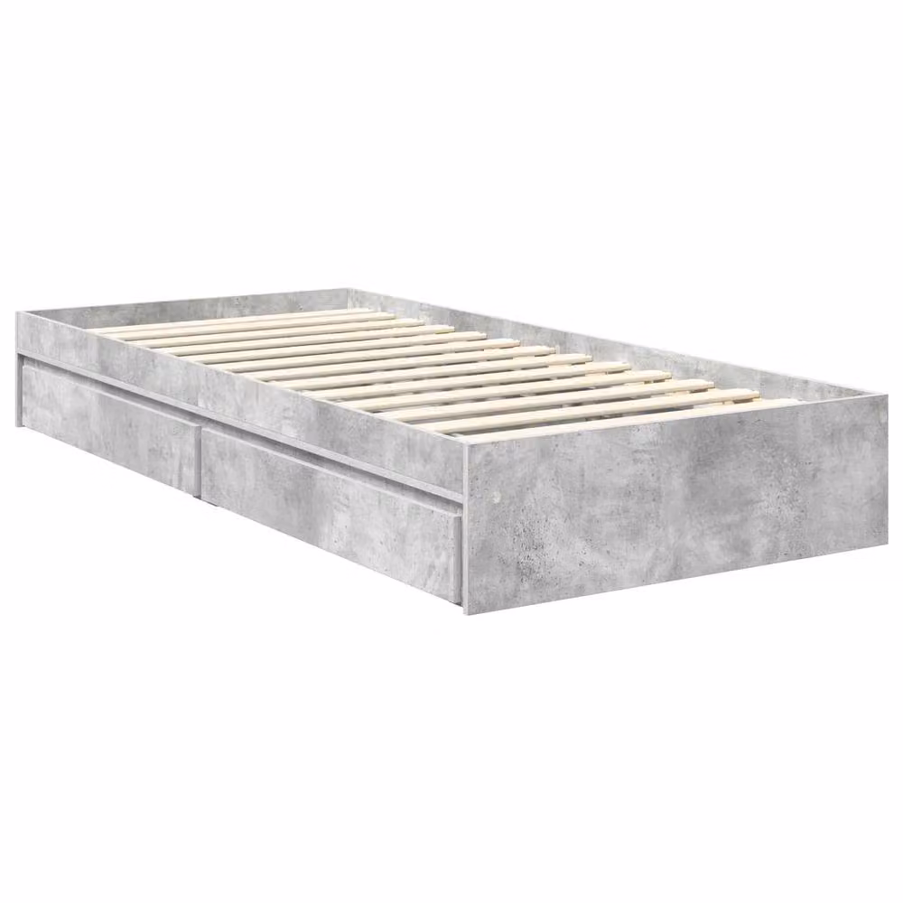 Berkfield Home Modern Storage Bed in Concrete Grey, Engineered Wood, W/D/H: 90 x 190 cm – 2