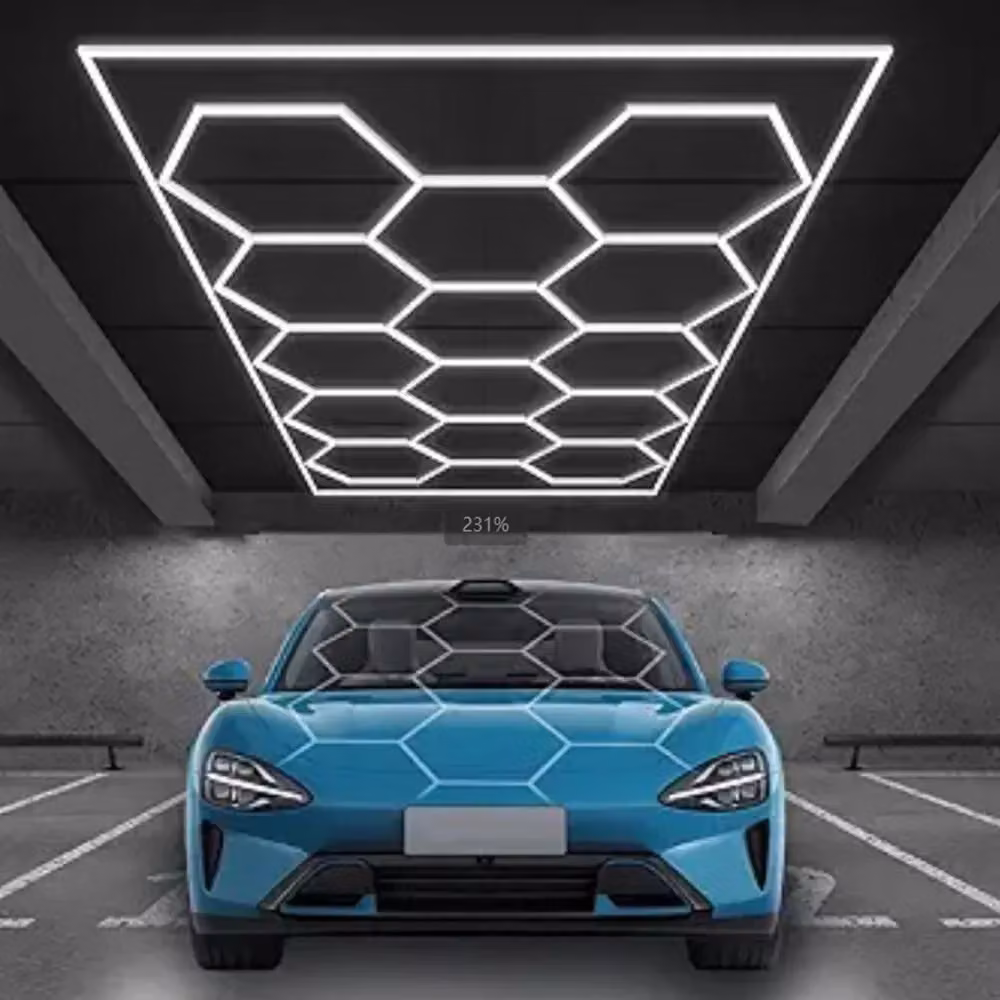 Hinsinc 14 Hexagon LED Honeycomb Lighting Panel in Cool White for Garage, Workshop and Car Detailing – 4