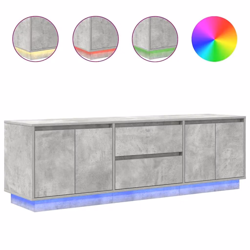 Berkfield Home Modern TV Cabinet with Integrated LED Lights in Concrete Grey, W: 160.5 cm, D: 41 cm, H: 50 cm – 2