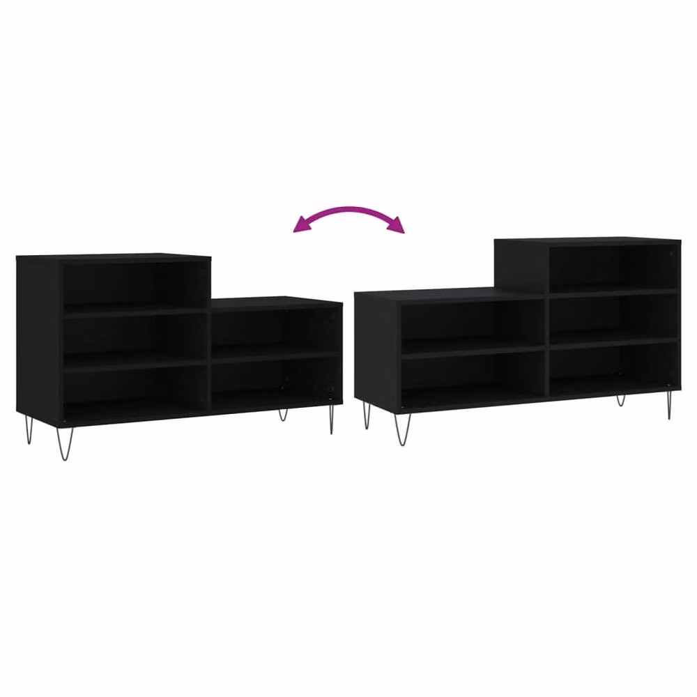 Berkfield Home Modern Black Shoe Cabinet with Internal Shelves, W: 102 cm, D: 36 cm, H: 60 cm – 5