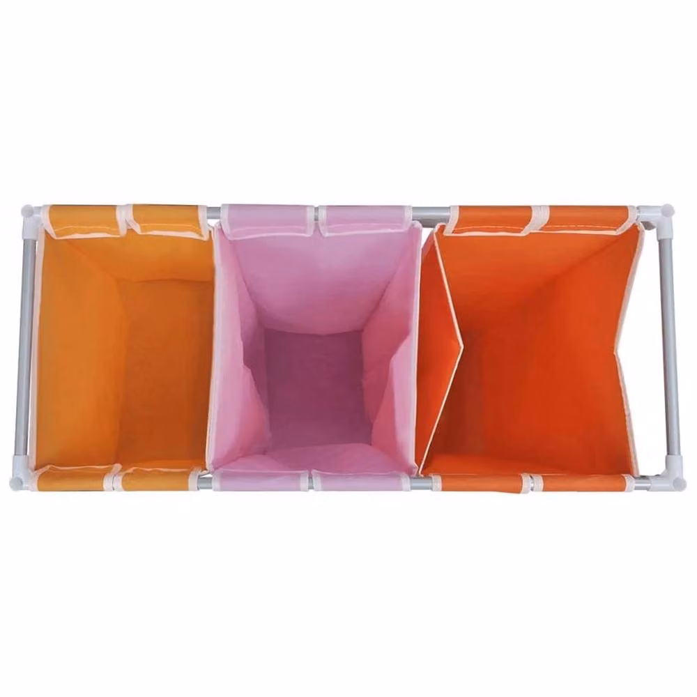 FLAVORA 3-Section Laundry Sorter Hamper with Washing Bin, Orange – 3