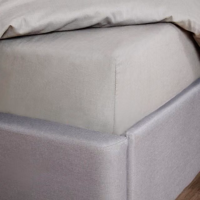 OHS Luxury 300TC 100% Cotton Plain Dye Fitted Sheet, Light Grey, W: 140 cm x L: 200 cm
