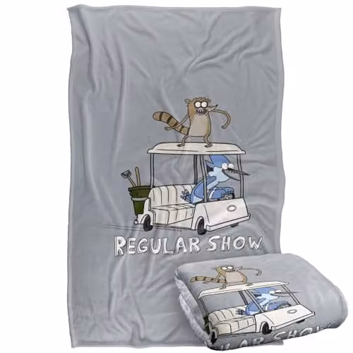 Regular Show Golf Cart Silky Touch Super Soft Fleece Throw Blanket, Multicolour, W: 91 cm, D: 147 cm – 1